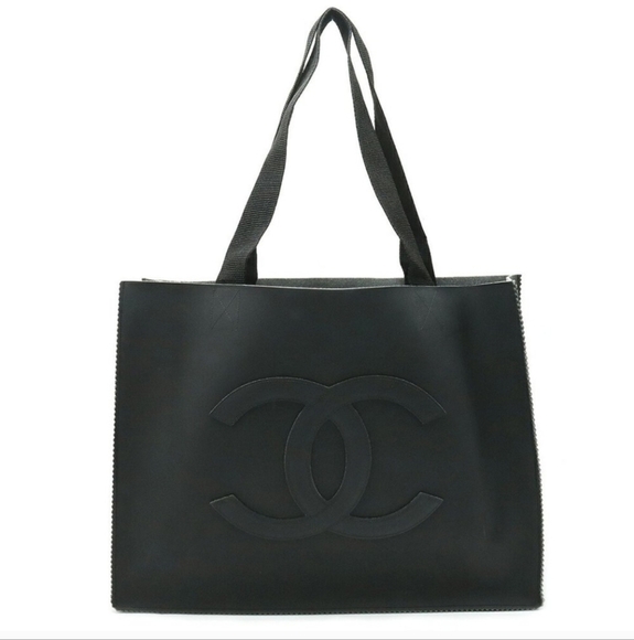 CHANEL Cocomark Tote Bag Large Shoulder Rubber Black - Picture 1 of 4